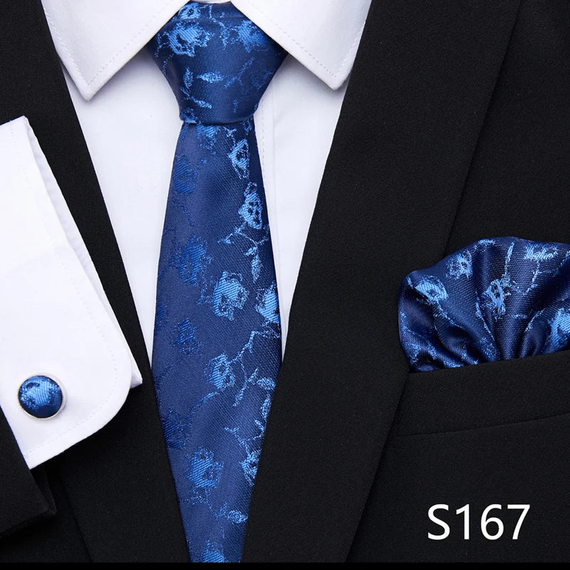 Hot Sale Holiday Gift Tie Pocket Squares Cufflink Set Necktie Dot Man Dark Grey Wedding Accessories Performance