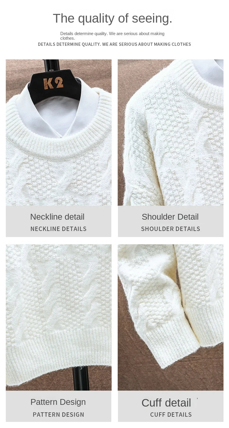 Round Neck Knitwear Sweater New Autumn/Winter Mock Neck Sweatshirts Solid Color Pullovers Man Brand Casual Mens Clothing