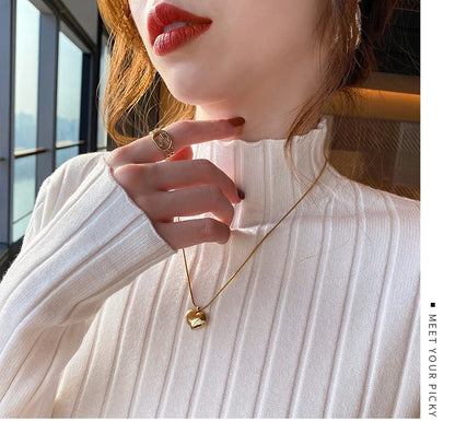 Autumn Winter Knitted Ribbed Turtleneck Sweater Women Clothes 2025 Long Sleeve Slim Basic Pullover Woman Sweaters Solid Tops