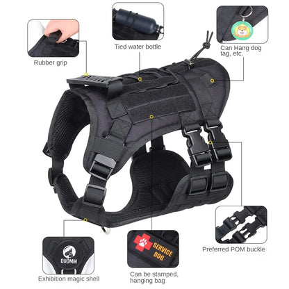 Tactical Dog Harness for Dogs No Pull Adjustable Pet Harness Working Training Easy Control Pet Vest Military Service Dog Harness