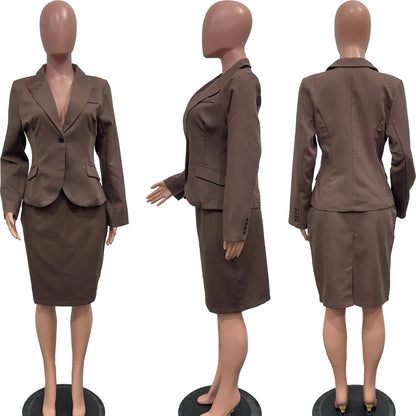 BWQ Women's Set Full Sleeve Button Blazer + Skirts Suit 2025 Winter Casual Streetwear Two 2 Piece Set Africa OL Work Outfits