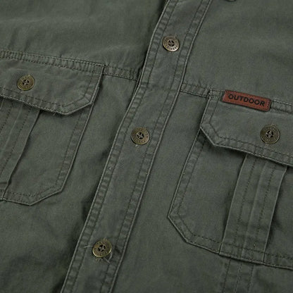 Spring Autumn Cargo Shirt Men Long Sleeve Casual Cotton Shirts High Quality Camisa Militar Overshirt Brand Clothing White Blouse