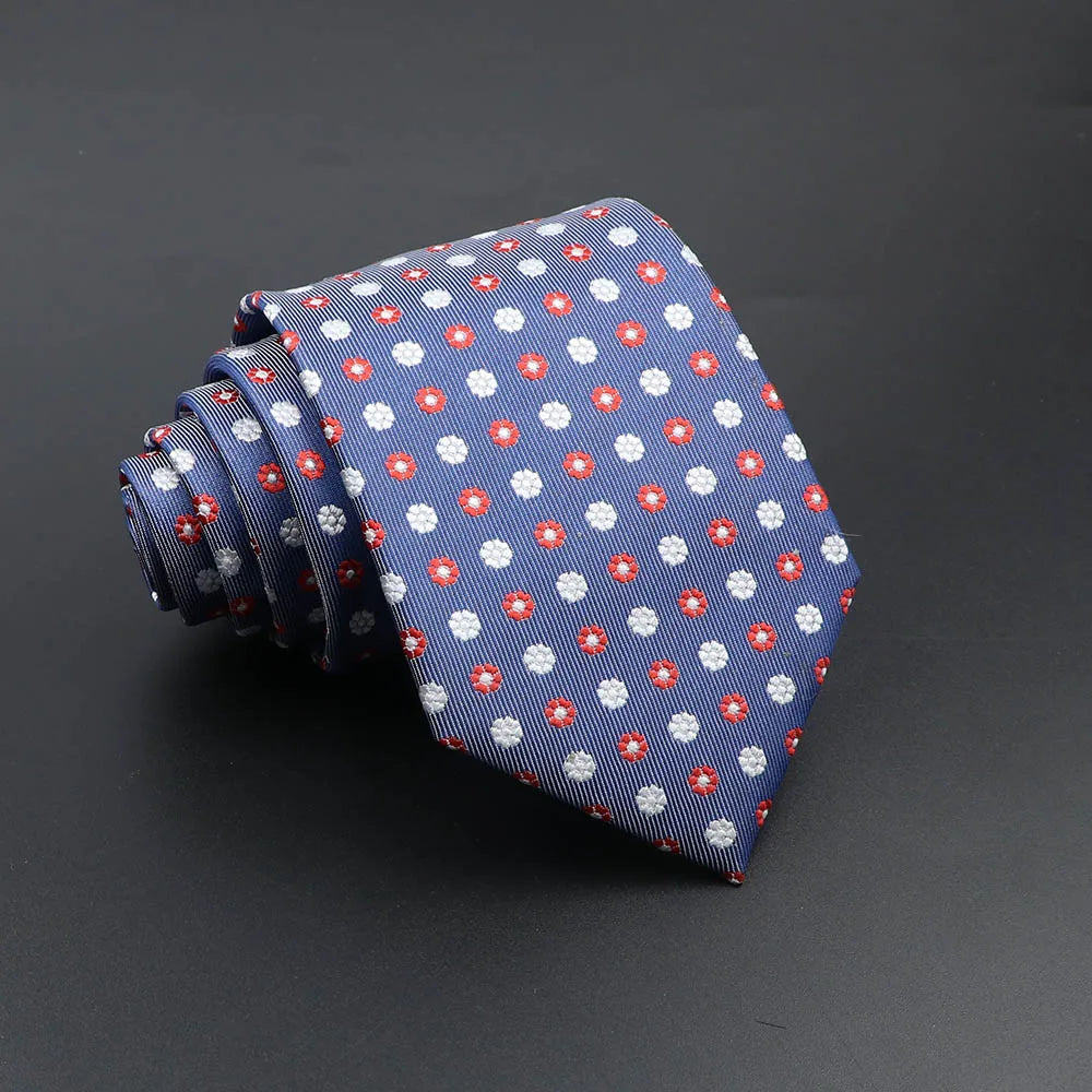 Men's Fashion Tie 8cm Blue Necktie Classic Plaid Striped Neck Tie Paisley Floral Neckties Daily Wear Cravat Wedding Party Gift