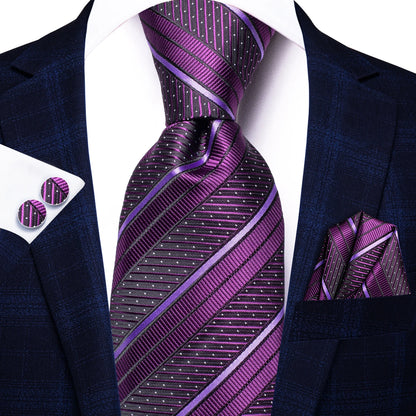 Hi-Tie Light Purple Solid Silk Wedding Tie For Men Quality Hanky Cufflink Gift Necktie Set Fashion Novelty Designer Dropshipping
