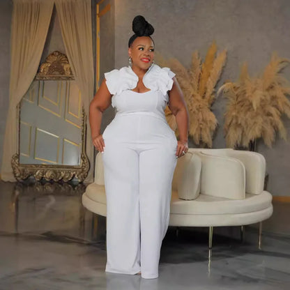 Plus Size Women Clothes Jumpsuit Summer Clothes Black Urban Leisure Bodysuit New 2024 Wide Leg Jumpsuit