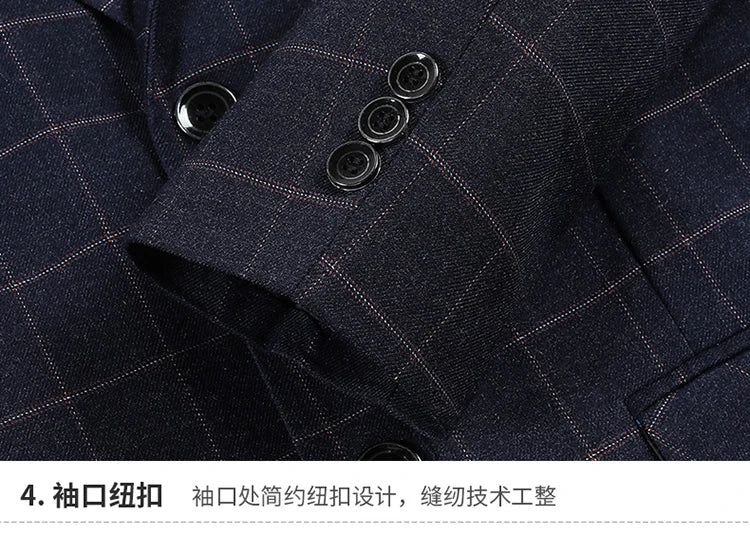 2024 New Spring and Autumn Coat Middle-aged Slim Fashion Handsome All Matching Plaid Suit Men Casual  Polyester  Blazer Mujer
