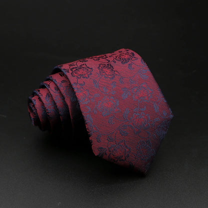 New Style Fashion Jacquard Floral Paisley Necktie Polyester Male Narrow Red Blue Tie Suit Shirt Gift For Men Accessory Gravatas