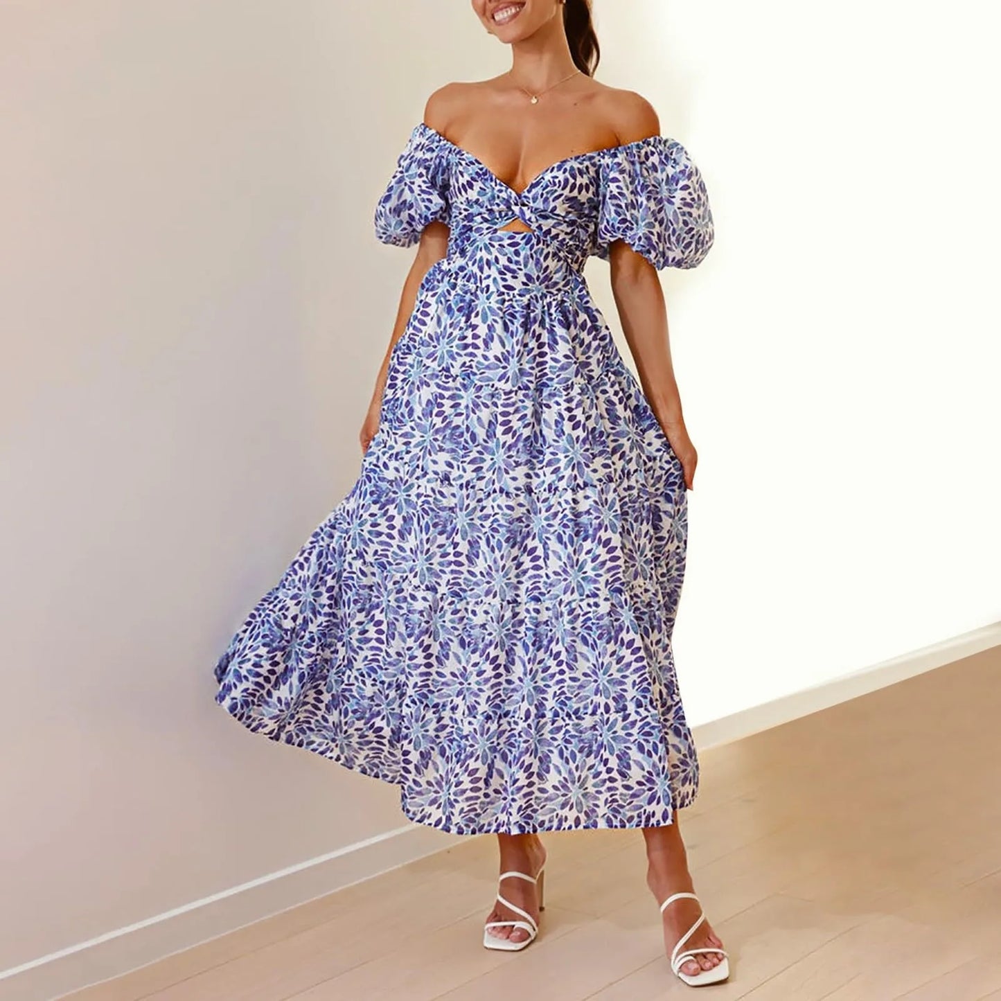 Vestidos Para Mujer Spring Formal Dresses For Women V-Neck Floral Long Dress Casual Summer Dresses For Women Floral Formal Dress