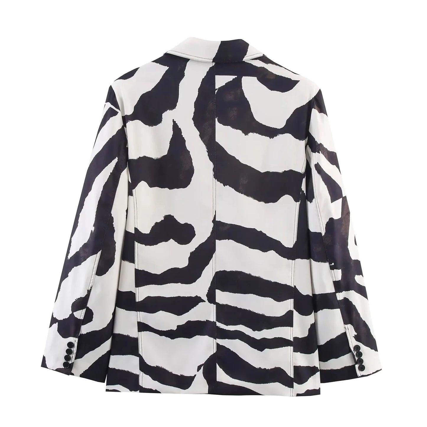 KONDALA Vintage Zebra Print Women Suits V Neck Oversized Long Blazer High Waist Wide Leg Pants Fashion 2025 Fall Streetwear Suit