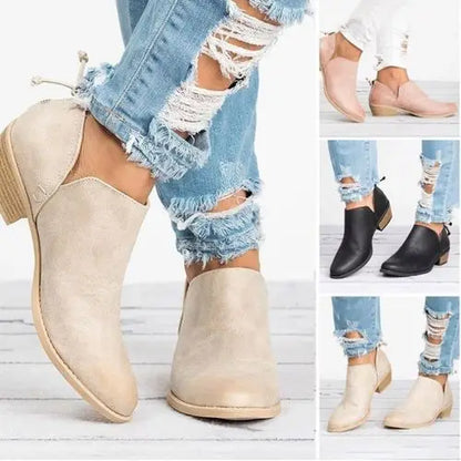 Women's 6 Boots 2022 Autumn Pointed Suede Thick Heel Booties Women Plus Size Zipper Heeled Ankle Boots Botas De Mujer