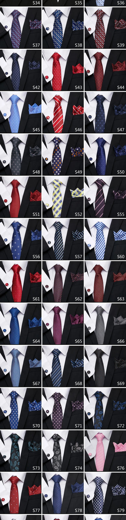 Hot Sale Holiday Gift Tie Pocket Squares Cufflink Set Necktie Dot Man Dark Grey Wedding Accessories Performance