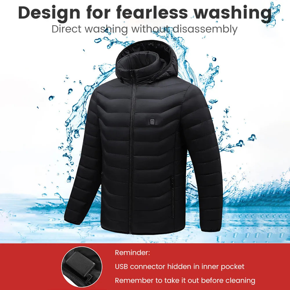 21/2 Areas Heated Jacket Women's Warm Vest USB Men's Heating Jacket Heated Vests Coat Hunting Hiking Camping Autumn Winter Male