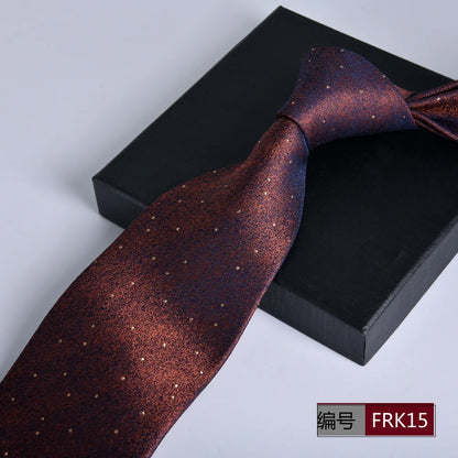 Brown Tie For Men Classic Style 8CM Tie Striped Jacquard Ties Wine Red Wedding Gravatas Formal Business Neckties Gifts For Men
