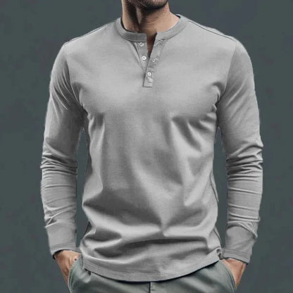 Cross-border Spring and Autumn Clothing European and American Men's T-Shirt Long-sleeved Men's Base Henry Shirt