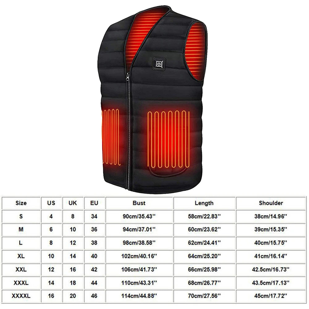 Unisex Heated Vest 9 Area Heating Thermal Jacket USB Electric Heating Vest Men Women Smart Headed Waistcoat for Outdoor Camping