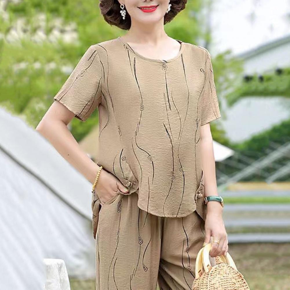 2023 Summer Women's Trousers Suit Pastoral Fashion Loose Short Sleeve Two Piece Suit Striped Cotton Linen Wild T-shirt Pant Sets