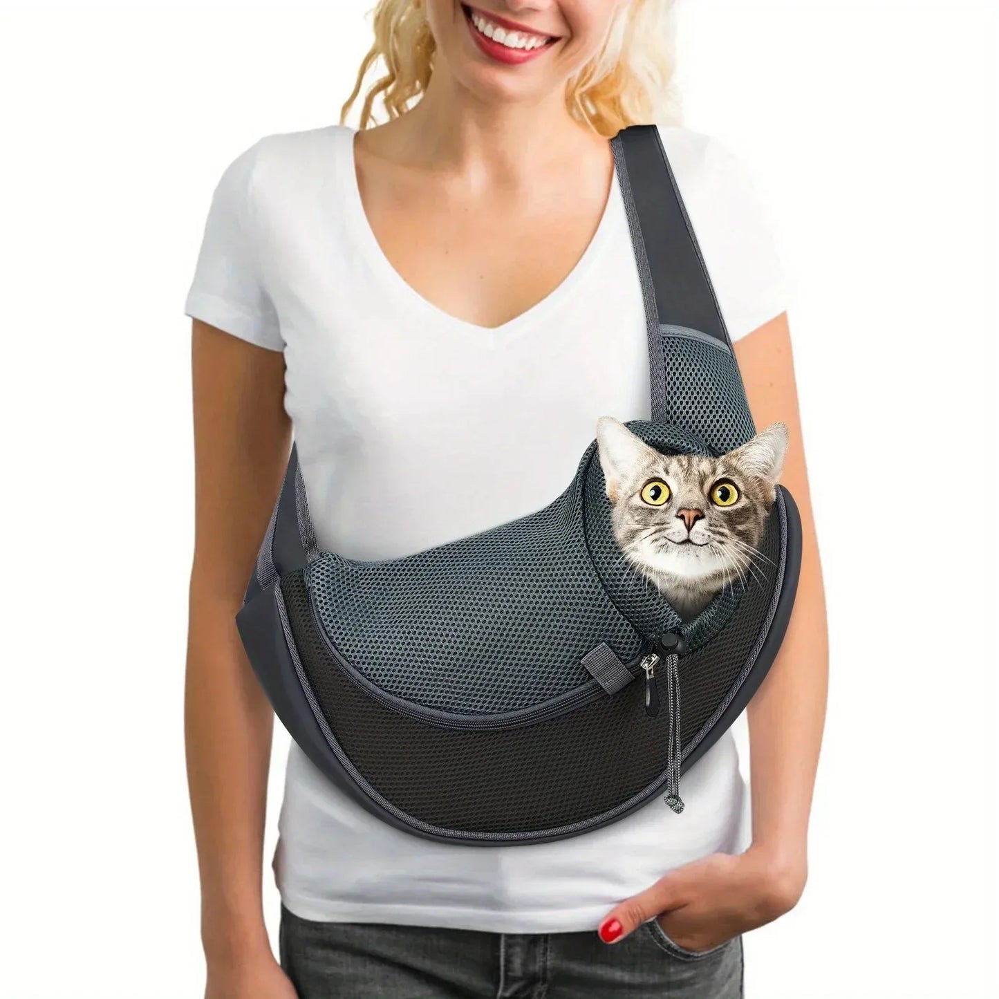 Breathable Pet Backpack - Portable Cross-Shoulder Bag for Cat and Dog Travel