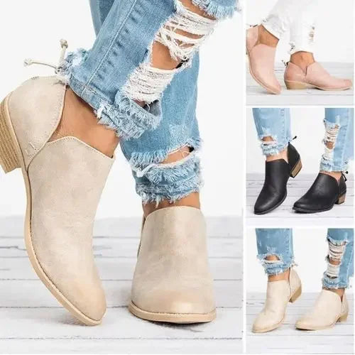 Women's 6 Boots 2022 Autumn Pointed Suede Thick Heel Booties Women Plus Size Zipper Heeled Ankle Boots Botas De Mujer