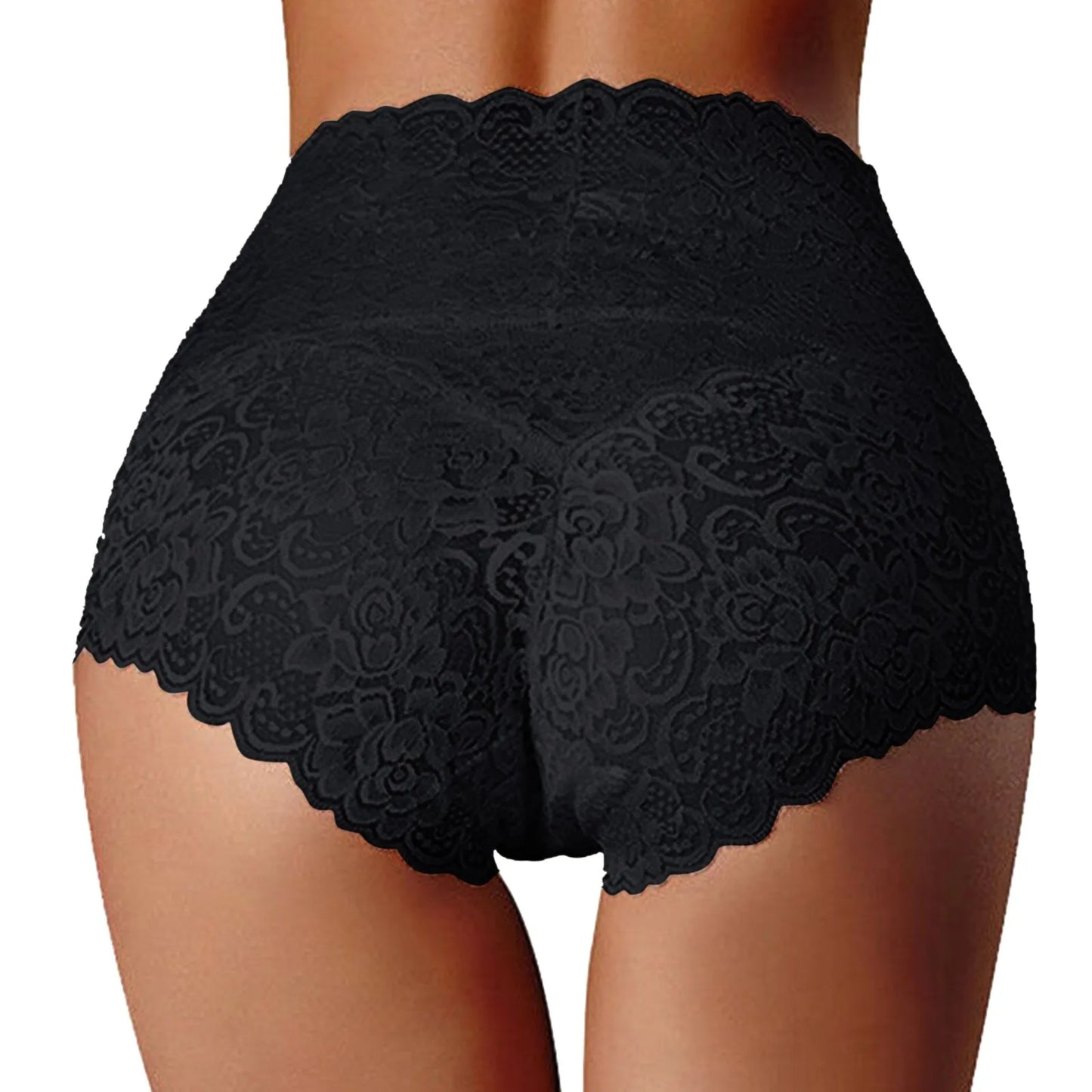 Sexy High Waist Underwear Women's Thin Hollow Lace Ladies Panties Solid Cotton Crotch Large Size High Waist Panties For Women