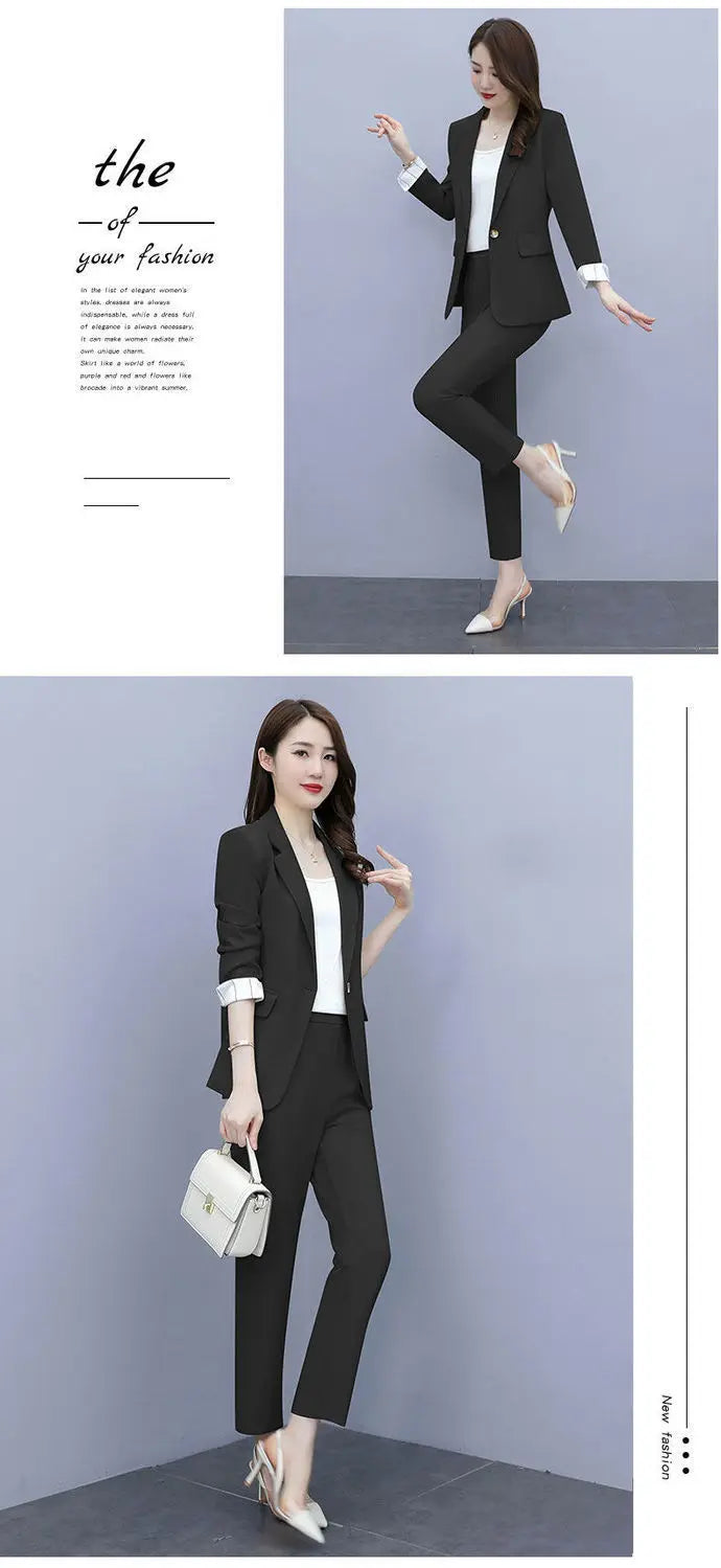 Women's 2025 Spring New Casual Blazers Jacket Matching Set Korean Elegant Chic Professional Suit Coat+Vest+Pants Three Piece