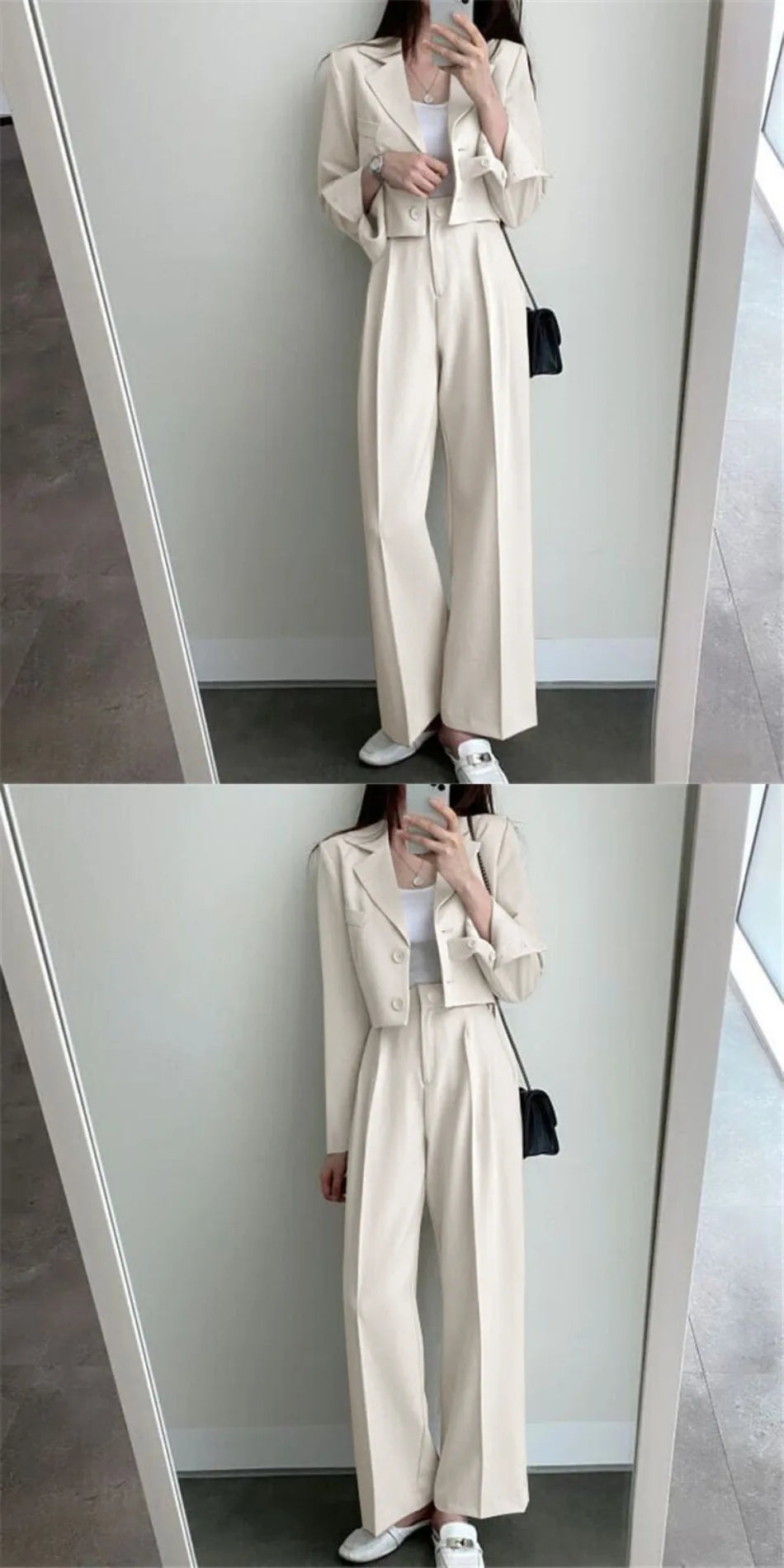 Suit Coat 2 Piece Set Women Blazer Jacket Straight Pants Ensemble Single Breasted Turn Down Collar Trousers Office Lady Outfits