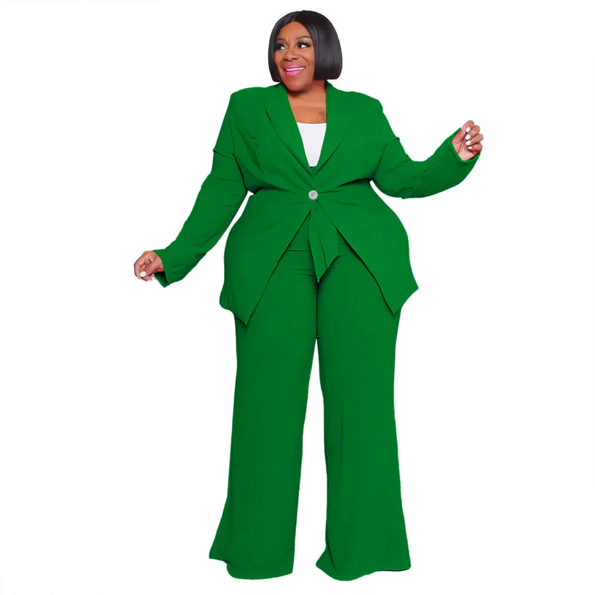 Fashionable Temperament Professional Woman Pants Suit Plus Size Blazer Casual Long-sleeved Trousers Lace-up Two-piece Suit