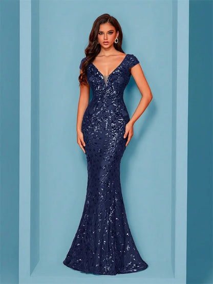 Lucyinlove Elegant Champagne Evening Dress For Women Long 2025 Luxury Mermaid Formal Sequins Prom Wedding Party Cocktail Dresses