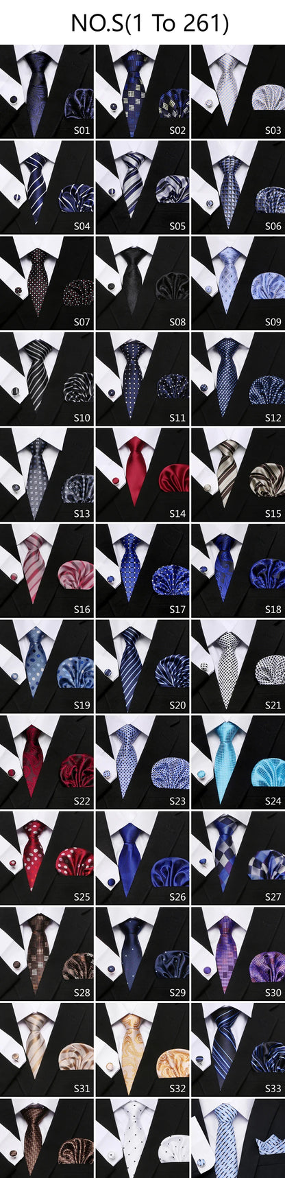 Hot Sale Holiday Gift Tie Pocket Squares Cufflink Set Necktie Dot Man Dark Grey Wedding Accessories Performance