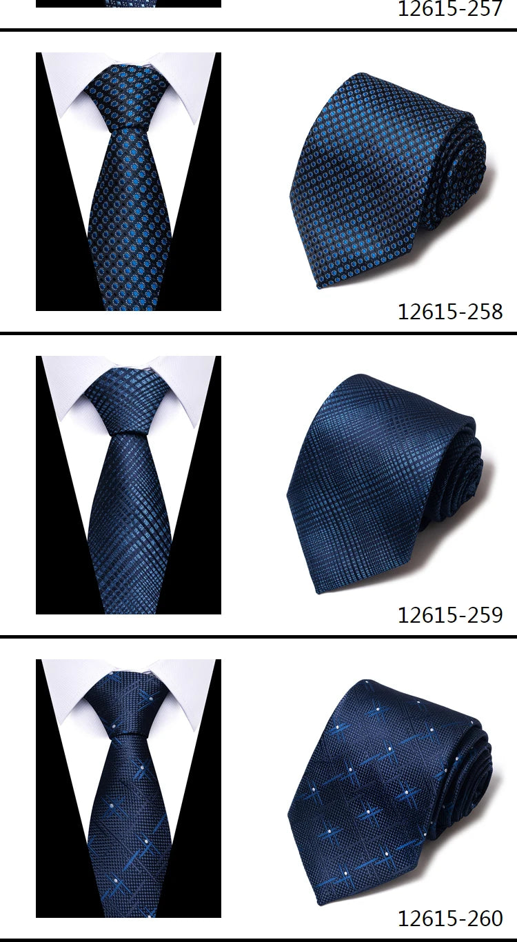 Hot Sale Brand New Style Tie Blue Golden Stripe Suit Accessories Necktie Men Gravata Fit Wedding Holiday Present