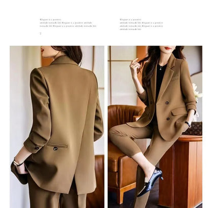 Two-Piece Suit Set in Raspberry Casual Sle for Women Long Sve Profional Pantsuit Polyester Fiber 00%