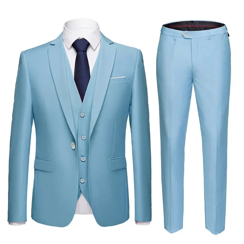 Elegant Suits For Men Wedding 3 Pieces 2 Set Luxury Fashion Classic Full Jackets Vest Pants Blazers Outfit 2024 Formal Costume
