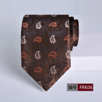 Brown Tie For Men Classic Style 8CM Tie Striped Jacquard Ties Wine Red Wedding Gravatas Formal Business Neckties Gifts For Men