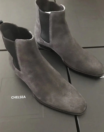 Designer Men Chelsea Boots Luxury Velvet Men's Ankle Boots High Quality Suede Leather Shoes for Men Dress Boots Botas de Hombre