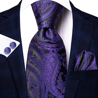 Hi-Tie Light Purple Solid Silk Wedding Tie For Men Quality Hanky Cufflink Gift Necktie Set Fashion Novelty Designer Dropshipping