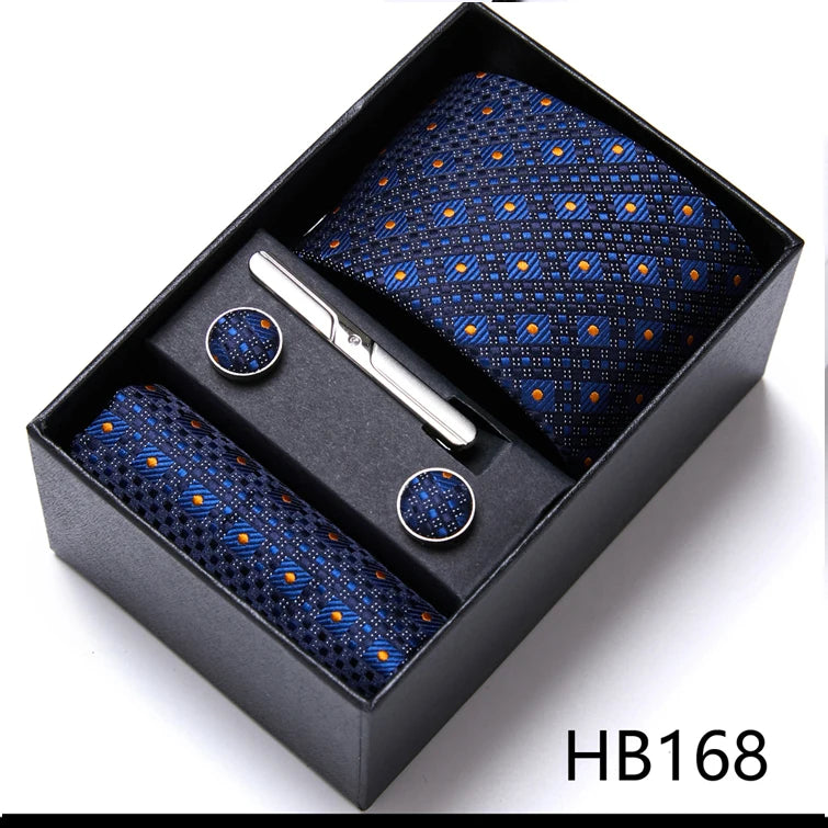 Top Quality 7.5 cm Business Ties Hanky Cufflink Set Tie Clips Green Necktie Corbatas For Men Wedding In Gift Box Gravatas