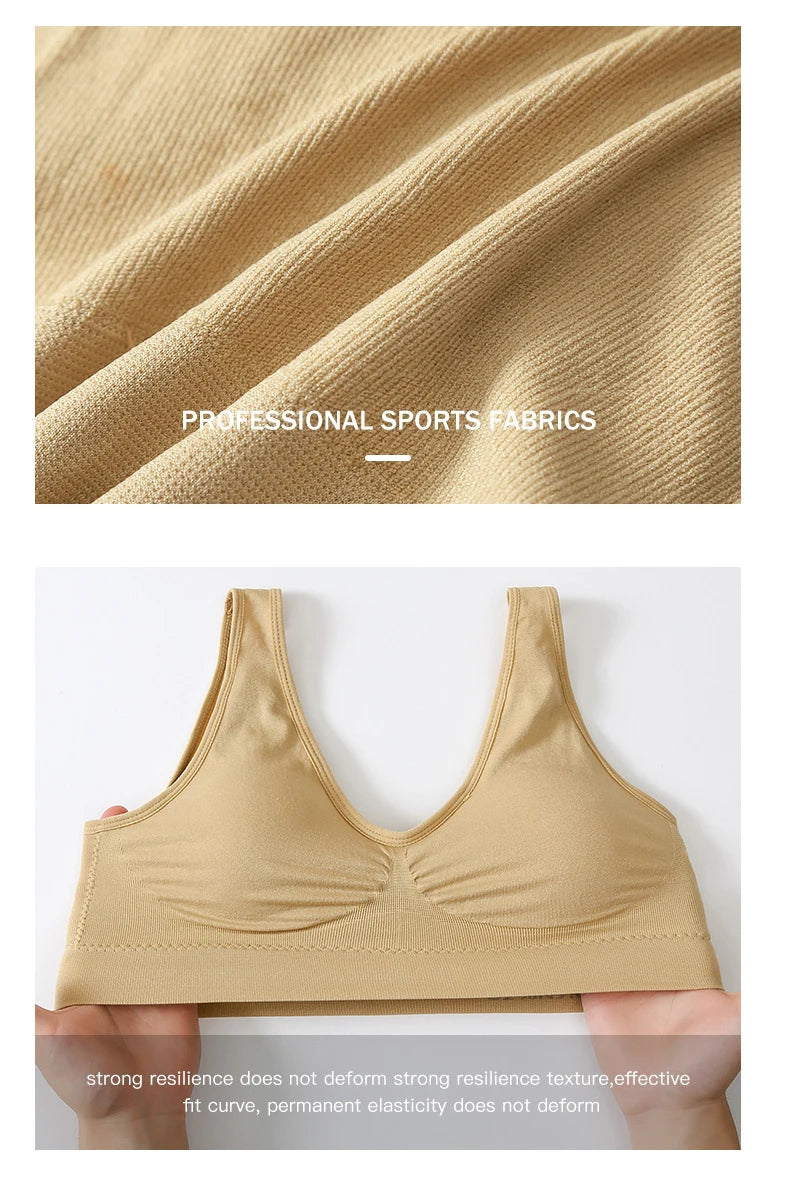 Women Sexy Bra Plus Size Seamless Breathable Brassiere Wire Free Bralette Underwear Comfortable Active Padded Brassiere Crop Top