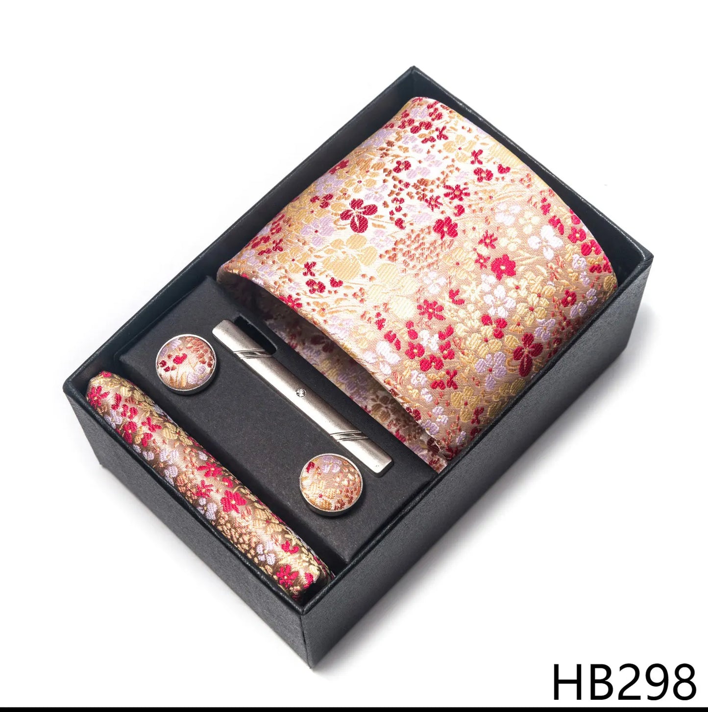 Luxury Brand 8 cm Tie Handkerchief Cufflink Clip Set For Men Wedding Gravata Suit Accessories Holiday Gift Box