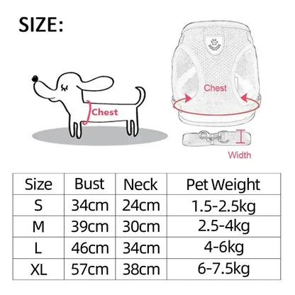 Pet Cat Dog Harness with Lead Leash Adjustable Vest Polyester Mesh Breathable Harnesses Reflective for Small Dog Cat Accessorie
