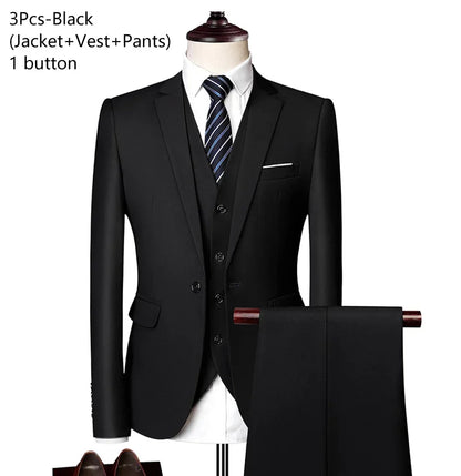 Elegant Suits For Men Wedding 3 Pieces 2 Set Luxury Fashion Classic Full Jackets Vest Pants Blazers Outfit 2024 Formal Costume