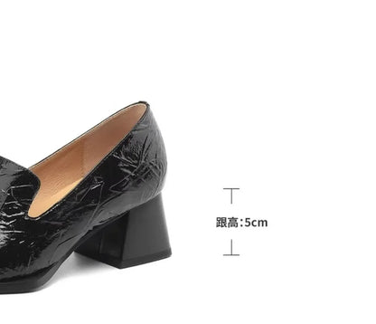 2025 Sapatos Femininas Women Light Weight European Stylish Elegant Black Square Heel Shoes Lady Casual Office Party Shoes