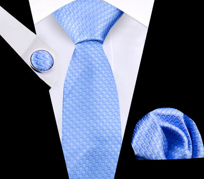 Luxury Plaid Tie For Mens Necktie Handkerchief Pocket Square Cufflinks Set Jacquard Woven Ties Wedding Business Accessories