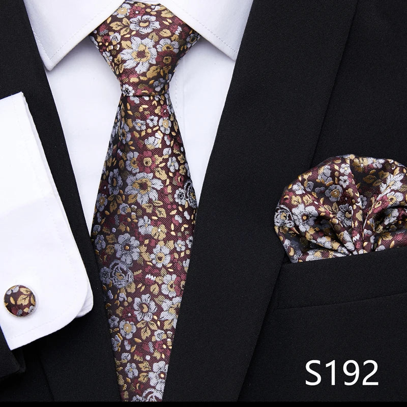 Hot Sale Holiday Gift Tie Pocket Squares Cufflink Set Necktie Dot Man Dark Grey Wedding Accessories Performance