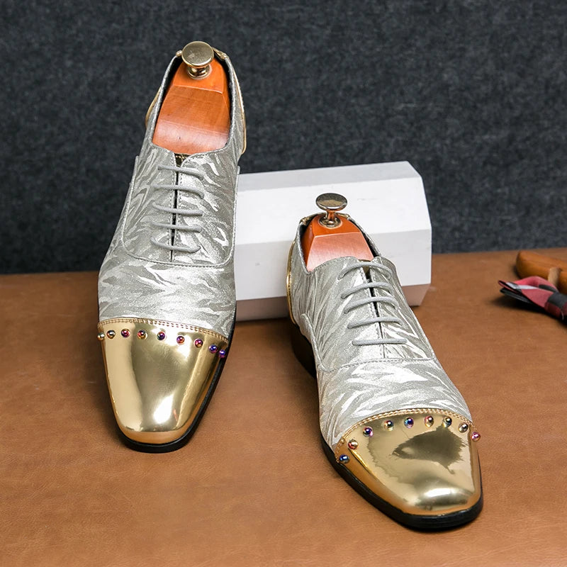 2023 Casual Leather Shoes Men superstar Brogues formal leather shoes oxford gold shoes lace-up hombres silver large size 47