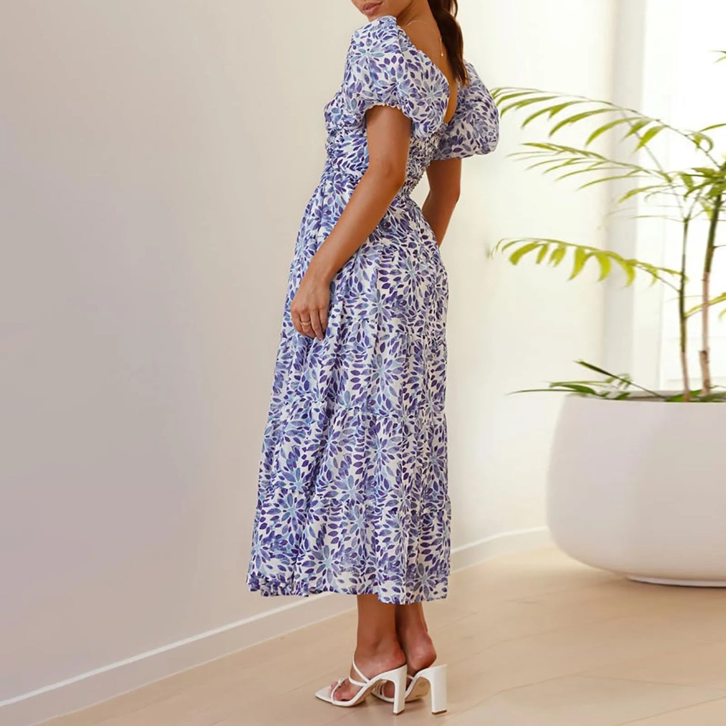 Vestidos Para Mujer Spring Formal Dresses For Women V-Neck Floral Long Dress Casual Summer Dresses For Women Floral Formal Dress