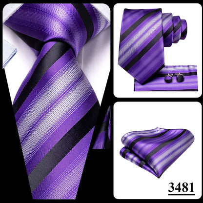 Hi-Tie Light Purple Solid Silk Wedding Tie For Men Quality Hanky Cufflink Gift Necktie Set Fashion Novelty Designer Dropshipping