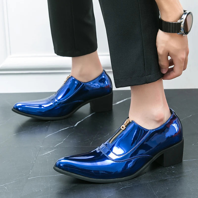 New Men's Wedding Dress Patent Leather Shoes Male Gold Blue Red Prom Punk Rock Homecoming Party Oxfords Footwear Zapatos Hombre