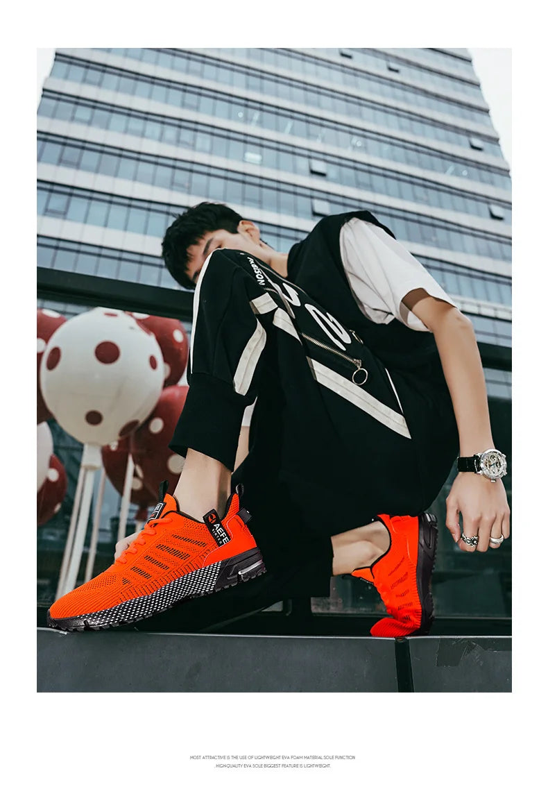 High Quality Men's Running Shoes Summer Sports Marathon Shoes Men Gym Sneakers Orange Trendy Sneakers Men zapatillas de hombre