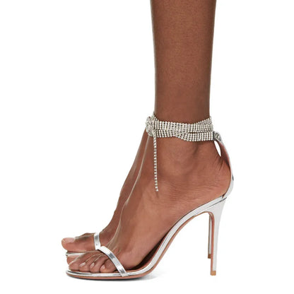 Clearance!!! Luxury Rhinestones Transparent PVC High quality Women Pumps Sandals Fashion Summer Stiletto High heels Party Shoes