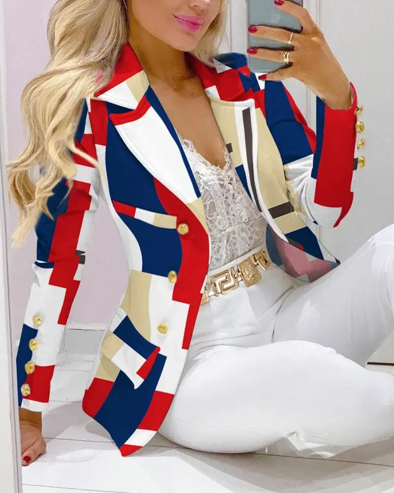 2024 New Women's Fashion Two Piece Sets Business Casual Women Long Sleeve Suit Coats and Pants Sets Office Ladies Formal Outfits