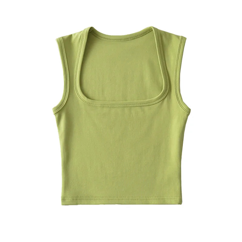 Deep Square Collar Vests 2023 Summer New Fashion Sexy Women's Crop Tops Sling Vest Camis